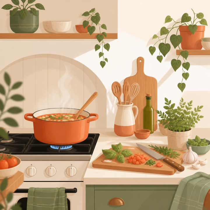 A colorful table of shared dishes